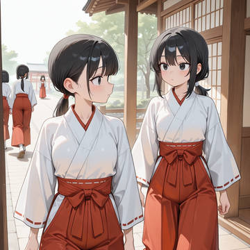 神社で見かけた巫女さん達