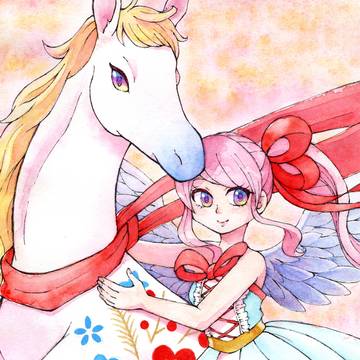 2026年賀　白馬と天使ちゃん