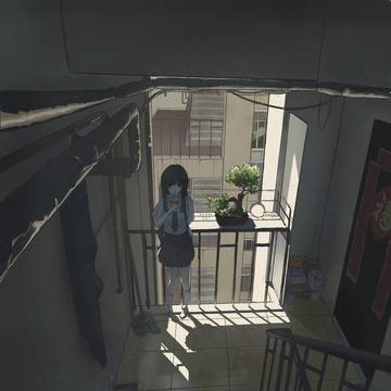 褪せた団地に佇む幻の光    褪色楼群中的幻之日