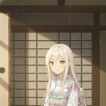 坐於廊台上的銀髮少女