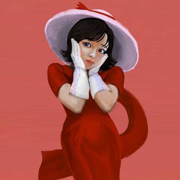 赤いドレスの女
