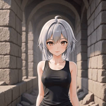 【うごイラ】廃墟少女の膨乳変身誘惑