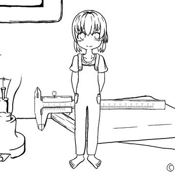 ものづくり少女(線画)
