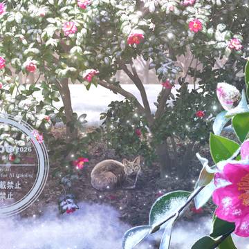 雪化粧のサザンカ