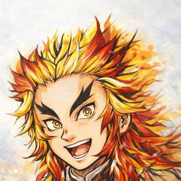 笑顔な煉獄さん　手描き煉獄さんを一部ai修正してみた