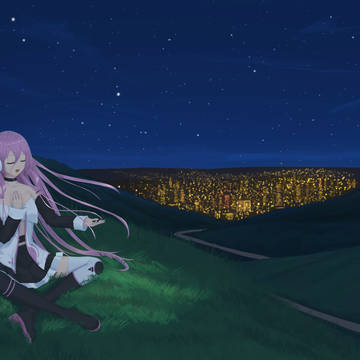 IA singing on a grass hill