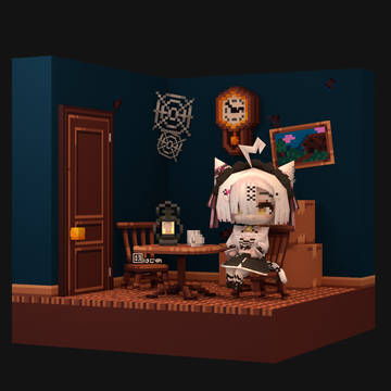 ボクセル部屋にローポリキャラの組み合わせ（白米榴ピィス）