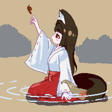 黒キツネ巫女の女の子