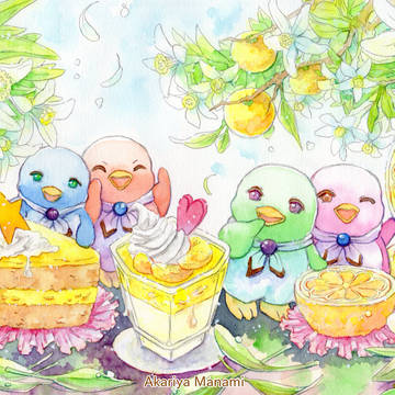 ペンギンおやつ☆柚子のゼリーとケーキ！
