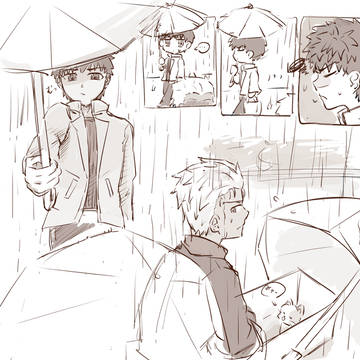 雨の日、傘、猫、それと...投影魔術
