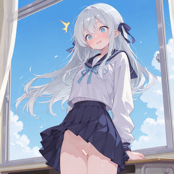 ノーパン銀髪少女