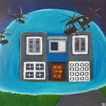 military helicopters surrounding