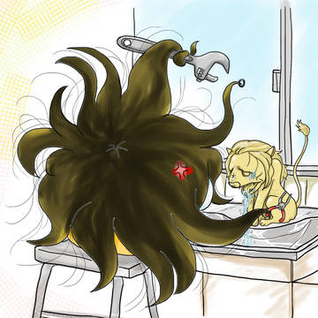 散髪と水栓