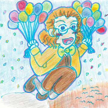 空とぶシューさん、色塗った