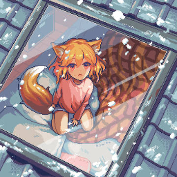 雪見るキツネちゃん