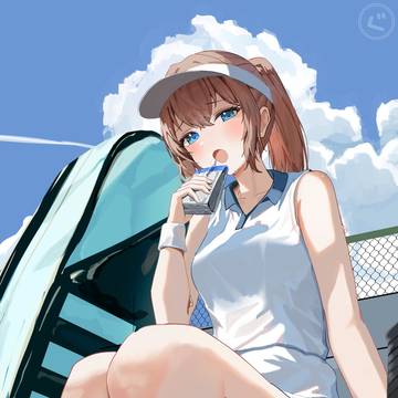 テニス部ちゃん　コートチェンジ休憩💦