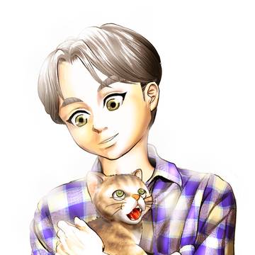 猫を抱く