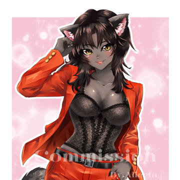 [Commission] Black cat with red