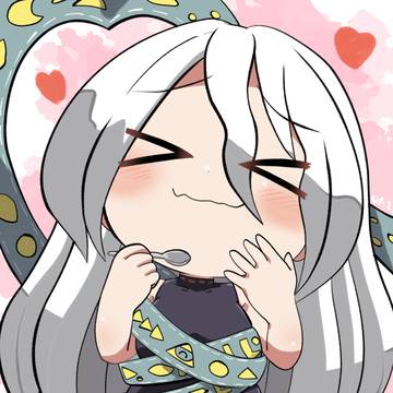 プリンを堪能するユイマンちゃん