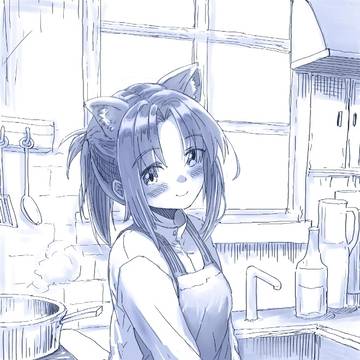 台所の猫耳少女