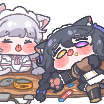 고양이 두마리 굽기