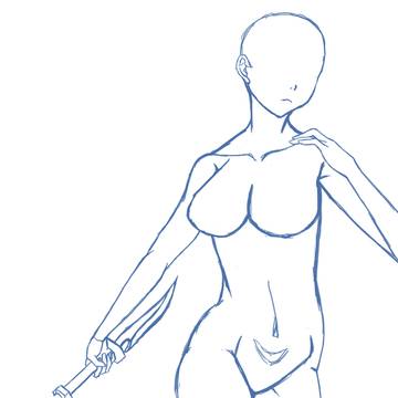 ナイフを持つ女性トレス素材(報告不要）