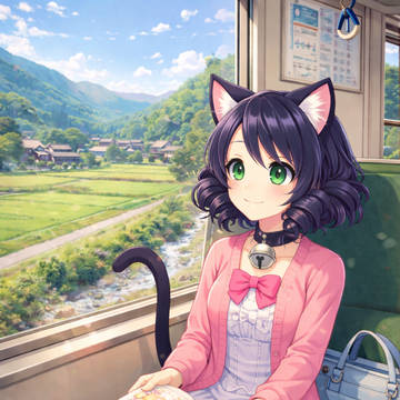Cyan on the train