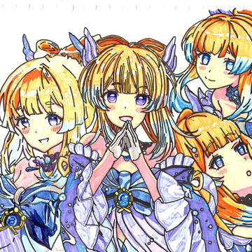 珊瑚宮心海ちゃんの集合絵を描きました❤