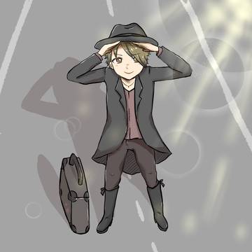 俯瞰の練習用に描いた青年