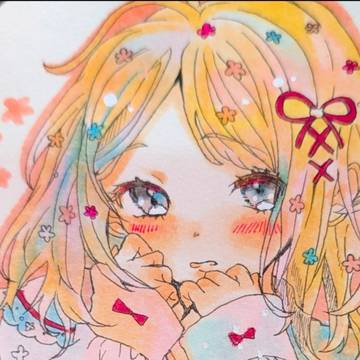 ゆるふわ❀花咲ガール芽依ちゃん♡ 手描きポストカード オリジナル