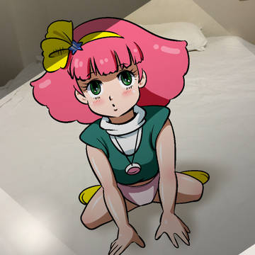 ベッドのモモちゃん