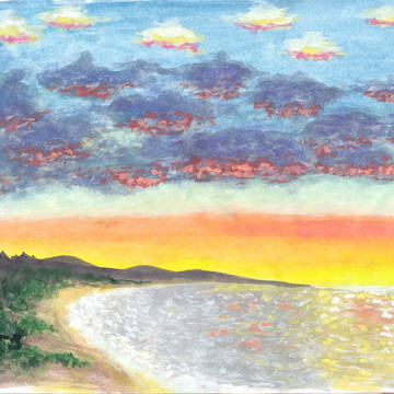 湾に沈む夕日