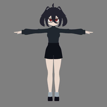 オリジナルキャラモデル　ツインテール×眼鏡×ジト目