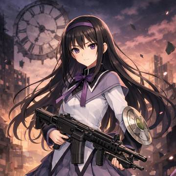 機関銃を持っている暁美ほむら