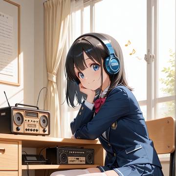 ラジオを聴く女の子
