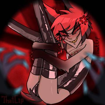 Alastor in a leotard