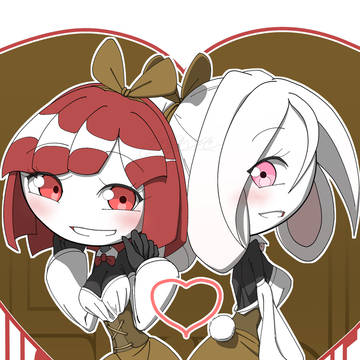 チョコんとお尻をくっつけて