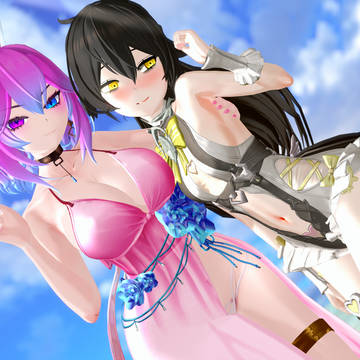 Cotton & Grimmi in swimsuits