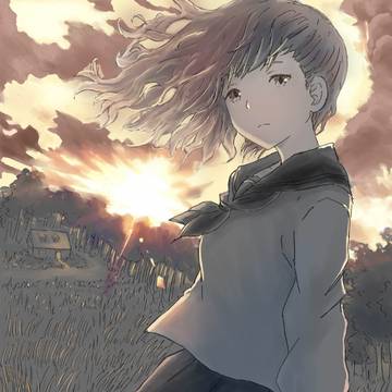 夕暮れのときの少女