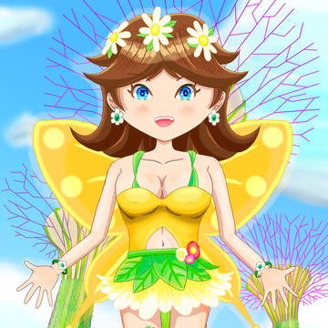 cheerful fairy in the garden