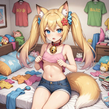 夏と冬の狐娘（私服と自室とバレンタイン）