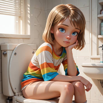 Riley caught on toilet
