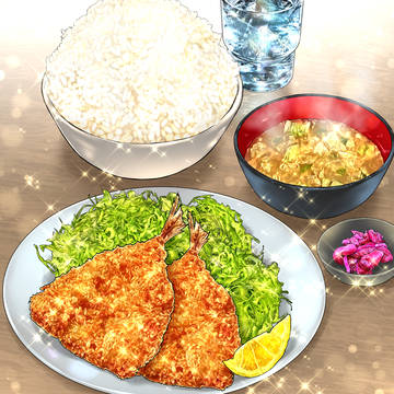 アジフライ定食 ソース差分あり