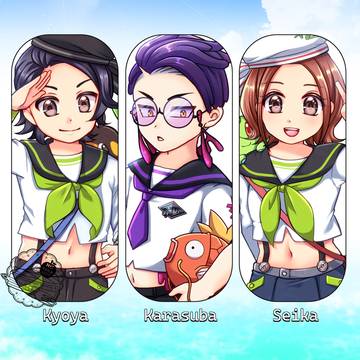 セーラー服で主人公ズとカラスバとポケ達