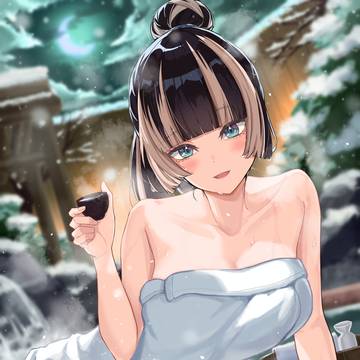 らでんちゃんと雪(月)見で一杯