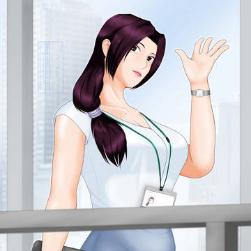 社内のオフィスレディさん（ルーズサイドテール）
