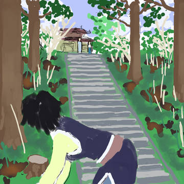 屋敷を見上げる