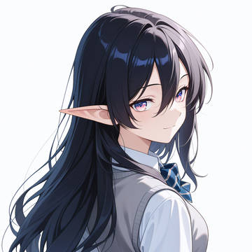 Black long hair elf