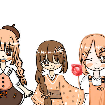 三つ編みの三人の女の子　ミニキャラ