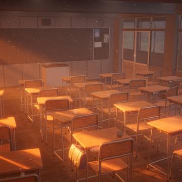 「ひとりだけの、夏の放課後の教室」-3DCG背景